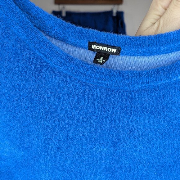 Monrow Terry Cloth Tank with Elastic Waist Royal Blue Size Small - Picture 3 of 3